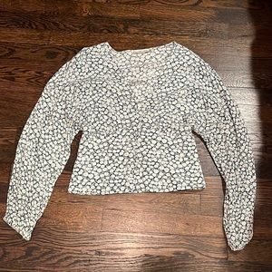 A & F Green and white floral long sleeve top